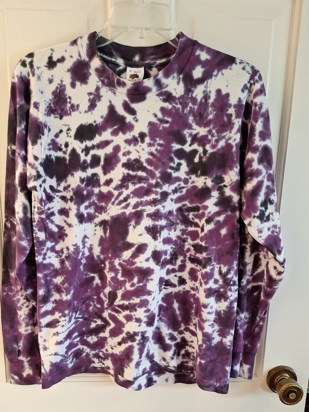 Womens Tie-Dye Long Sleeve Top - Purple & White